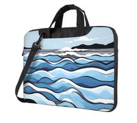 Borsa a tracolla per computer portatile con stampa di onde che lappano alle rocce, facile da usare quando si viaggia per lavoro, 33 cm