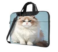 Borsa a tracolla per computer portatile con tracolla e maniglia borsa per computer per ufficio e viaggio, Gatto Ragdoll Carino, 13 inch