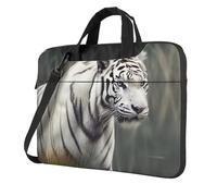Borsa a tracolla per computer portatile da 13 pollici per uomo e donna, borsa a tracolla impermeabile con tigre bianca con manico