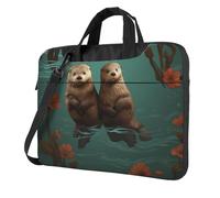 Borsa a tracolla per computer portatile da 13 pollici per uomo e donna, borsa messenger impermeabile con lontra innamorata borsa per computer portatile con maniglia a tracolla