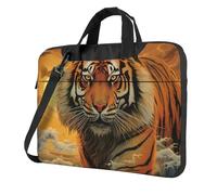 Borsa a tracolla per computer portatile da 13 pollici per uomo e donna, borsa messenger impermeabile con tigre che sorge il sole nasce borsa per computer portatile con maniglia