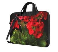 Borsa a tracolla per computer portatile da 13 pollici per uomo e donna, borsa messenger impermeabile con gerani rossi, 1 borsa per laptop con maniglia
