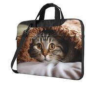 Borsa a tracolla per computer portatile da 13 pollici, unisex, impermeabile, borsa messenger con gatto sotto la coperta, borsa per laptop con maniglia