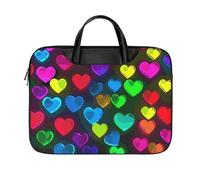Borsa a tracolla per computer portatile da 17 pollici, impermeabile, portatile, borsa messenger per donne e uomini, cuori arcobaleno