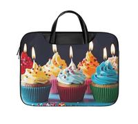 Borsa a tracolla per computer portatile da 17 pollici, impermeabile, portatile, borsa messenger per donne e uomini, colorata, buon compleanno, cupcakes