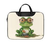 Borsa a tracolla per computer portatile da 17 pollici, impermeabile, portatile, borsa messenger per donne e uomini, rana che indossa occhiali