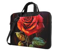 Borsa a tracolla per computer portatile da 35,5 cm, borsa a tracolla impermeabile per uomo e donna, borsa messenger con rosa rossa, borsa per laptop con maniglia