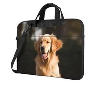 Borsa a tracolla per computer portatile da 35,5 cm, per uomo e donna, impermeabile, borsa messenger con cane Golden Retriever, borsa con tracolla e manico