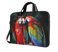 Borsa a tracolla per computer portatile da 35,5 cm, per uomo e donna, impermeabile, con due pappagalli colorati, con manico a tracolla
