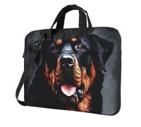 Borsa a tracolla per computer portatile da 35,5 cm, unisex, impermeabile, borsa messenger con motivo Rottweiler e cane con manico
