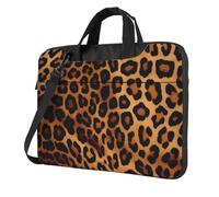 Borsa a tracolla per computer portatile da 35,5 cm, unisex, impermeabile, con stampa leopardata e ghepardo