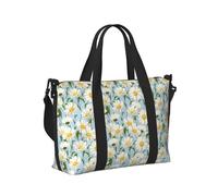 Borsa a tracolla per computer portatile, da donna, da lavoro, con margherita, bianca, per donne e uomini, per oggetti personali, borsa da viaggio, borsa da viaggio per il weekend, da donna