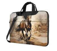 Borsa a tracolla per computer portatile stampata cavallo occidentale facile da usare quando si viaggia per affari, Nero, 15.6 inch