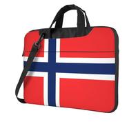 Borsa a tracolla per computer portatile stampata con bandiera norvegese facile da usare quando si viaggia per affari, Nero, 13 inch