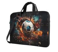 Borsa a tracolla per computer portatile stampata con calcio petardo facile da usare quando si viaggia per affari, Nero, 15.6 inch