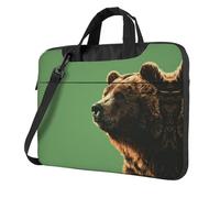 Borsa a tracolla per computer portatile stampata con orso che guarda da lontano, facile da usare quando si viaggia per lavoro