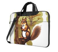 Borsa a tracolla per computer portatile stampata con scoiattolo mangia-noci facile da usare quando si viaggia per affari, Nero, 15.6 inch