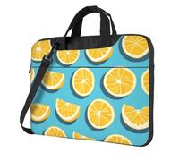Borsa a tracolla per computer portatile stampata con zeppe di limone facile da usare quando si viaggia per affari, Nero, 14 inch