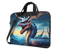 Borsa a tracolla per computer portatile stampata drago ruggente valigetta facile da usare quando si viaggia per affari, Nero, 13 inch