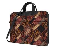 Borsa a tracolla per computer portatile stampata patchwork stile africano adatta per viaggi e uso quotidiano, Nero , 15.6 inch