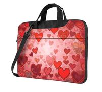 Borsa a tracolla per computer portatile, unisex, impermeabile, a forma di cuore, con manico a tracolla, Nero, 13 inch