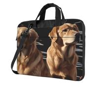 Borsa a tracolla per computer portatile, unisex, impermeabile, borsa messenger con Golden Retriever, borsa per laptop con manico a tracolla, nero, 13 inch