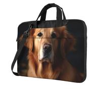 Borsa a tracolla per computer portatile, unisex, impermeabile, borsa messenger con Golden Retriever, borsa per laptop con manico a tracolla, Nero, 14 inch