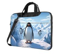Borsa a tracolla per computer portatile, unisex, impermeabile, borsa messenger con pinguino antartide ghiaccio, borsa per laptop con manico, nero, 14 inch