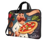 Borsa a tracolla per computer portatile, unisex, impermeabile, borsa messenger per chef, pizza, borsa per computer portatile, con manico a tracolla, nero, 13 inch