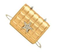 Borsa a tracolla per donna Borsa a catena Strass Star Crossbody Trend Incontri PU Leather Messenger Strass Star Shoulder For Women Square Crossbody Incontri, Oro, One Size