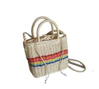 Borsa a Tracolla per Donna, in Paglia Intrecciata, in Rattan, Fatta a Mano, da Spiaggia, da Viaggio, da Donna, alla Moda, da Borsa a Tracolla (Beige)