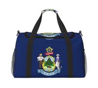 Borsa a tracolla per donne e uomini con stampa della bandiera del Maine State Flag Bag per Yoga Travel Must Haves, nero, Taglia unica
