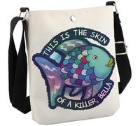 Borsa a tracolla per fan con scritta "This is the skin of a killer Bella Rainbow Fish", Pelle di un assassino Cb Eu, 8.27 Inches ×6.5 Inches × 0.79 Inches