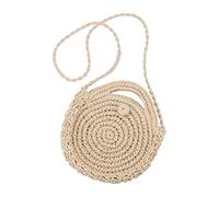 Borsa a tracolla per fotocamera Cerchio Tessuto a mano Rotondo Retro Rattan Borsa da spiaggia Crossbody Vacanze Spiaggia Borsa Intrecciata Rotonda a Mano Bill Spalla Usa Tutto Casual Borsa a, Beige