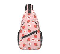 Borsa a tracolla per frutta fragola margherita rosa retrò, zainetto per borsa sul petto, zaino a tracolla per sport da viaggio, corsa, escursionismo