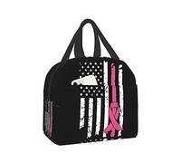 Borsa a tracolla per il pranzo con bandiera della consapevolezza del cancro al seno con nastro rosa per le donne Regali alla moda Borsa fai-da-te pieghevole semplice e moderna Grande, taglia unica
