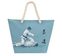 Borsa a tracolla per judo giapponese, da donna, da uomo, borsa da spiaggia, borsa per lo shopping con manico in tessuto di canapa