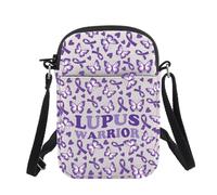 Borsa a tracolla per la consapevolezza del lupus con farfalla viola guerriero lupus regalo malattia cronica borsa a tracolla per la consapevolezza della salute, Lupus Warrior B Regno Unito