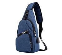 Borsa a tracolla per la scuola, zaino a tracolla, con cavo USB, per escursioni, campeggio, viaggi all'aperto, Blu, Taglia unica