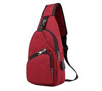 Borsa a tracolla per la scuola, zaino a tracolla, con cavo USB, per escursioni, campeggio, viaggi all'aperto, A, Taglia unica