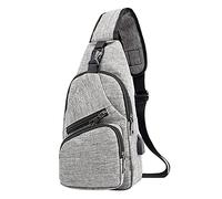 Borsa a tracolla per la scuola, zaino a tracolla, con cavo USB, per escursioni, campeggio, viaggi all'aperto, Grigio, Taglia unica