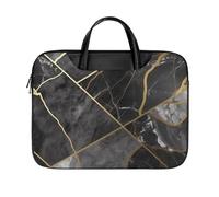 Borsa a tracolla per laptop da 17 pollici impermeabile portatile custodia per laptop borsa a tracolla per donne uomini nero marmo texture oro
