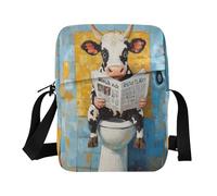 borsa a tracolla per le donne Borse a tracolla per le donne borsa a tracolla borse a tracolla tracolla regolabile per lo shopping cartone animato mucca vintage toilette giornale