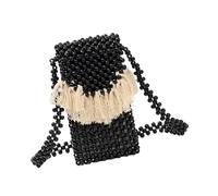 Borsa a tracolla per le donne con perline di legno amichevole piccola borsa a tracolla per passeggiate in spiaggia e avventure borsa da indossare resort, Nero , One Size