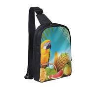 Borsa a tracolla per le donne e gli uomini alla moda a tracolla Bakpack casual borsa toracica tropicale acquerello ananas fenicottero Fanny Pack per il viaggio, Uccelli Ananas Pappagallo Est, Taglia