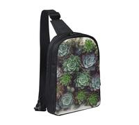 Borsa a tracolla per le donne e gli uomini alla moda a tracolla Bakpack casual borsa toracica tropicale acquerello ananas fenicottero Fanny Pack per il viaggio, Piante grasse., Taglia unica