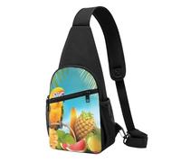 Borsa a tracolla per le donne e gli uomini alla moda a tracolla Bakpack casual borsa toracica tropicale acquerello ananas fenicottero Fanny Pack per il viaggio, Uccelli Ananas Pappagallo Est, Taglia