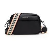 Borsa a tracolla per le donne in vera pelle tracolla larga borsa borsa a tracolla design alla moda fotocamera Crossbody borsa superiore zip, nero