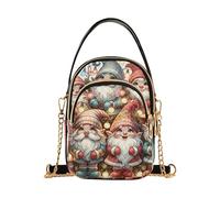 Borsa a tracolla per le donne trapuntata borsa per telefono cellulare tracolla animale floreale tracolla frizione cerniera tote carino gnomo famiglia
