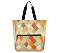 Borsa a tracolla per libri a rombo arancione neutro per bambini, ragazzi e ragazze, grande borsa a tracolla per libri da biblioteca con tasche per scuola, lavoro, viaggi, arcobaleno